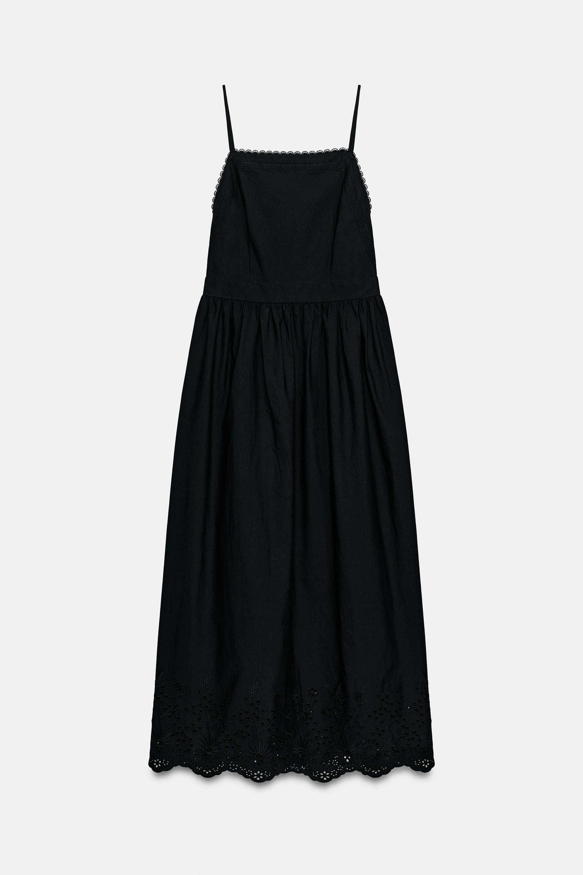 EMBROIDERED EYELET MIDI DRESS